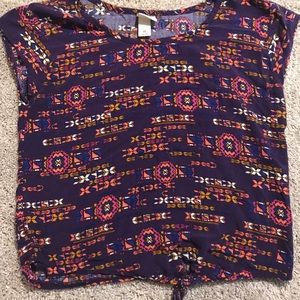 Purple Patterned Crop Top